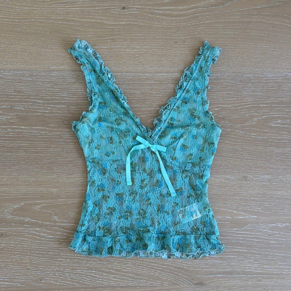Kimchi Blue Mesh Cami Top Harlene Size XS Green